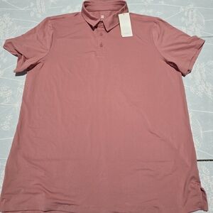 All In Motion Pink Jersey Athletic Polo, Wicking Stretch Poly/Spandex, Size L.